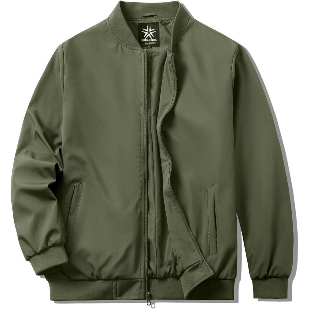 Men's Varsity Bomber Jacket Avocado Green Casual Fashion Windbreaker Stylish